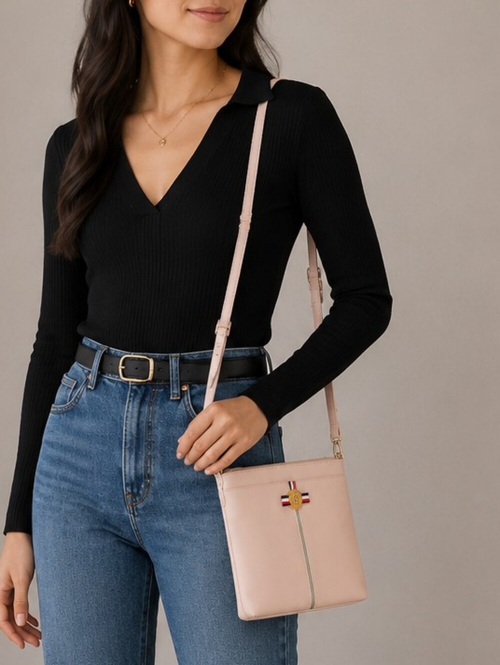 Tommy Hilfiger Crossbody Bag in Blush Pink with Gold Logo